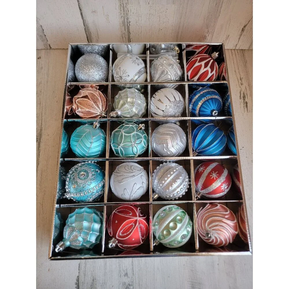 Shatterproof glitter unique variety ball ornaments set Xmas snowflake decor